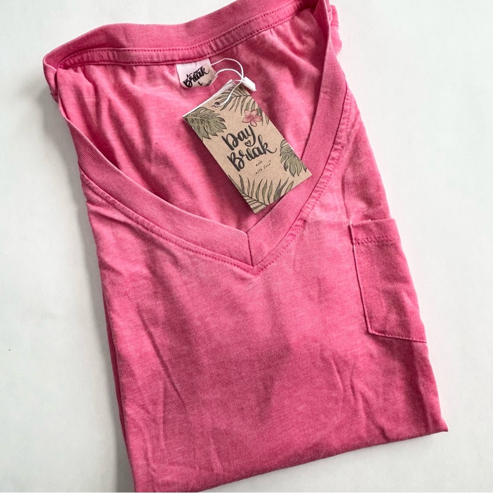 Day Break Pink V-neck T-shirt Large